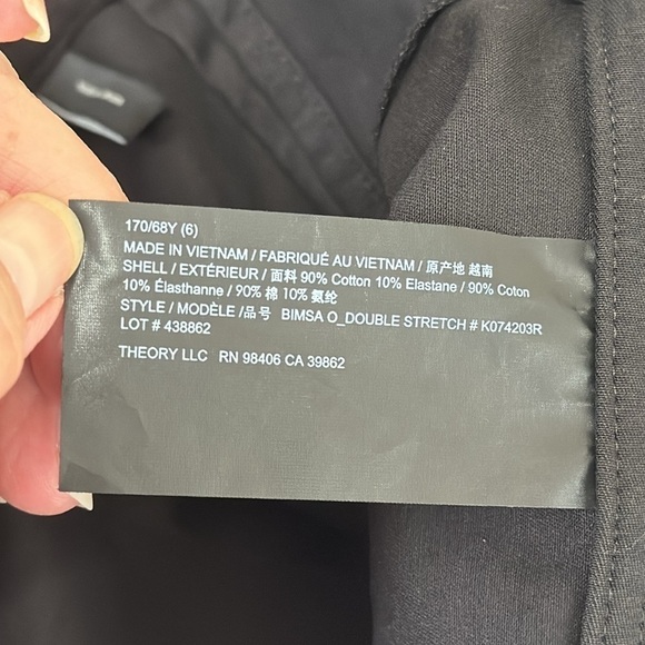 Theory Stretch Slim Leg Cropped Pant Women's 6 Black Inseam 26" EUC - Picture 8 of 10